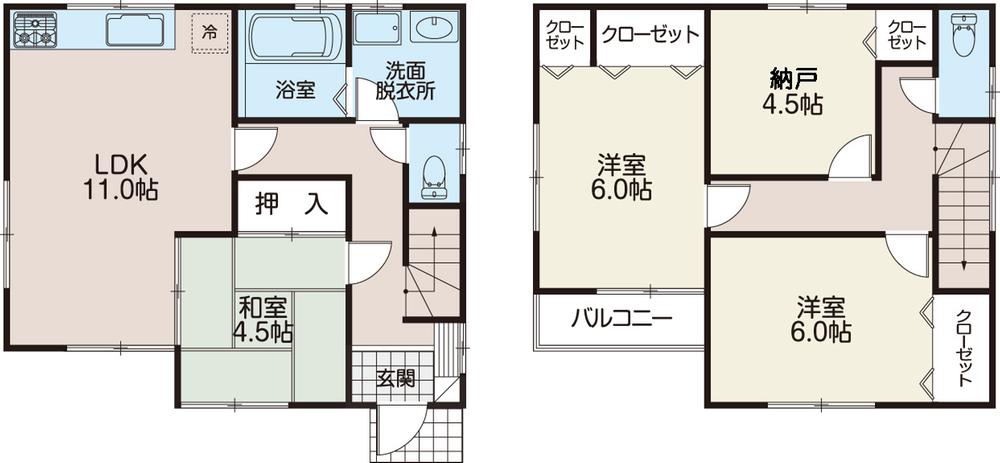 Floor plan. (Building 2), Price 39,800,000 yen, 3LDK+S, Land area 95.48 sq m , Building area 83.43 sq m
