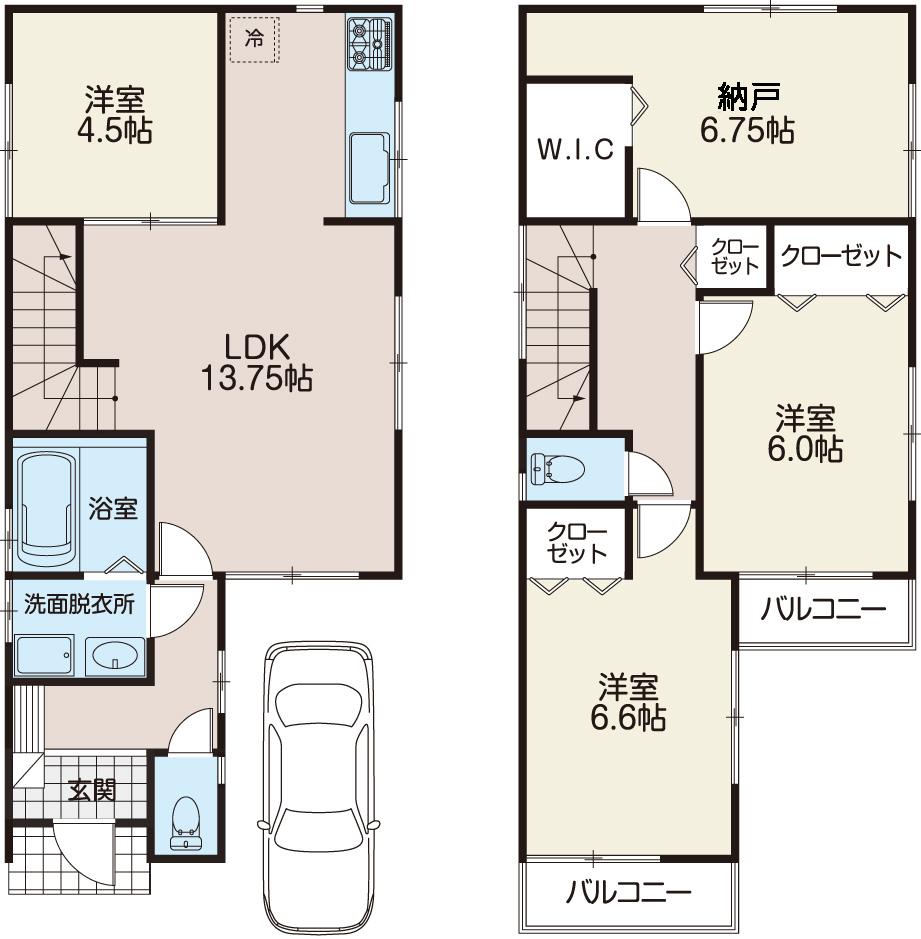 Floor plan. (1 Building), Price 41,800,000 yen, 3LDK+S, Land area 90.8 sq m , Building area 89.91 sq m