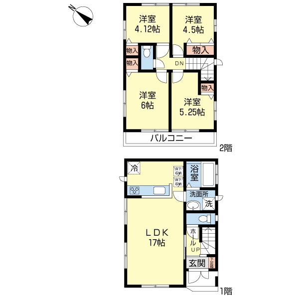 Floor plan. 39,800,000 yen, 4LDK, Land area 72.27 sq m , Building area 82.8 sq m