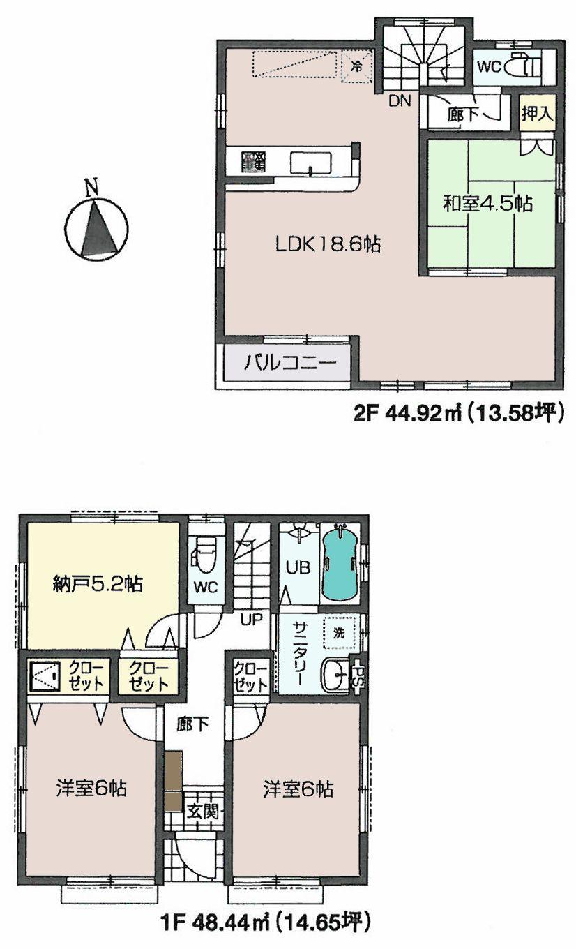 Floor plan. 46,300,000 yen, 4LDK, Land area 103.05 sq m , Building area 93.36 sq m