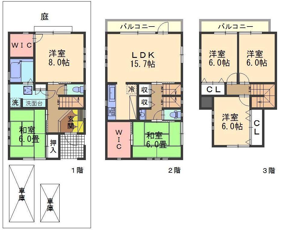 Floor plan. 46,800,000 yen, 6LDK, Land area 108 sq m , Building area 134.55 sq m