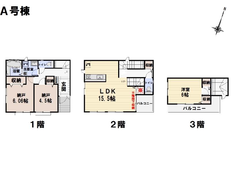 Floor plan. (A Building), Price 38,800,000 yen, 1LDK+2S, Land area 80.47 sq m , Building area 89.42 sq m
