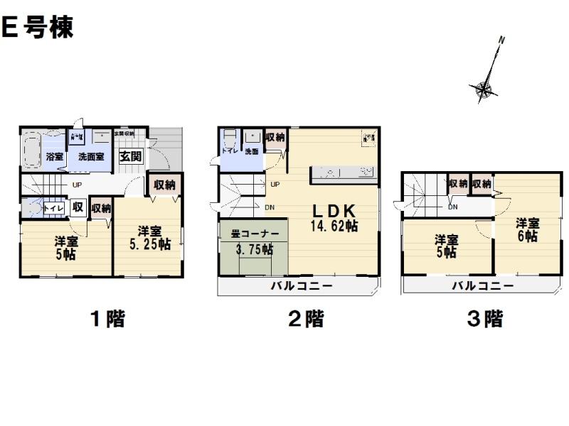 Floor plan. (E Building), Price 45,800,000 yen, 4LDK, Land area 70.05 sq m , Building area 98.94 sq m
