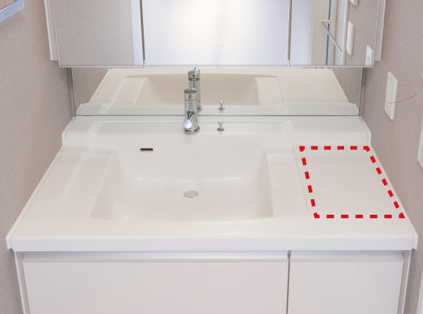 Bathing-wash room.  [Vanity bowl biased] By installing a dry area space, Put neatly and dry clothing. Also, Because of the bowl integrated, Care is also happy to.