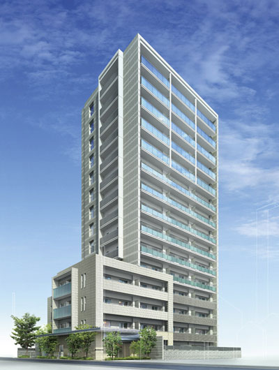 Shared facilities.  [Exterior - Rendering] Neat form of the ground 15-storey. Rich look of the building, which was created by dividing paste the outer wall tile of sophisticated color ring in delicate. And, Balcony of glass impress urban look. Its appearance to the sky dignified towering, And nobility as a mansion, In addition is a symbol of tomorrow's living to increase the shine.