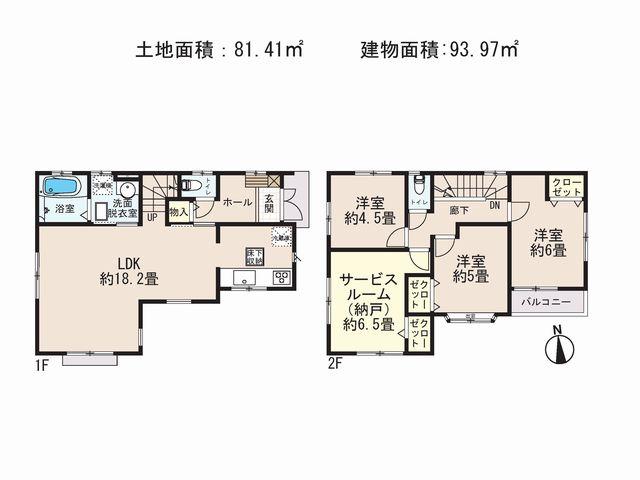 Floor plan. 35,800,000 yen, 3LDK + S (storeroom), Land area 81.41 sq m , Building area 93.97 sq m