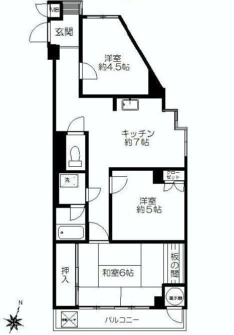 Floor plan. 3DK, Price 12.5 million yen, Occupied area 62.81 sq m , Balcony area 5.5 sq m floor plan