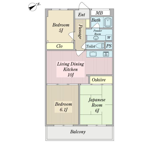 Floor plan. 3LDK, Price 20.8 million yen, Footprint 61.6 sq m , Balcony area 8.32 sq m