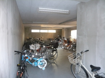 Other common areas. Bicycle parking lot with a roof