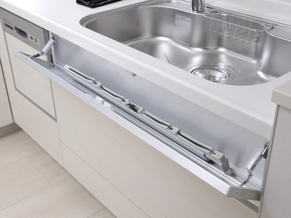 Kitchen.  [Kitchen knife flap storage] Secure a space that can accommodate the kitchen knife before sink. To absorb the shock of when opening a kitchen knife flap, It can be opened slowly. It is with lock function of the peace of mind.