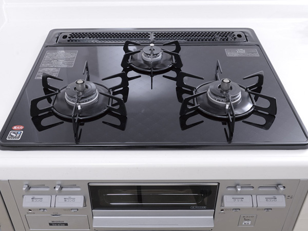 Kitchen.  [Glass top 3-burner stove] Has adopted a three-burner stove easy-to-use, which combines the functionality and design. To clean, It is easy to just wipe a quick.