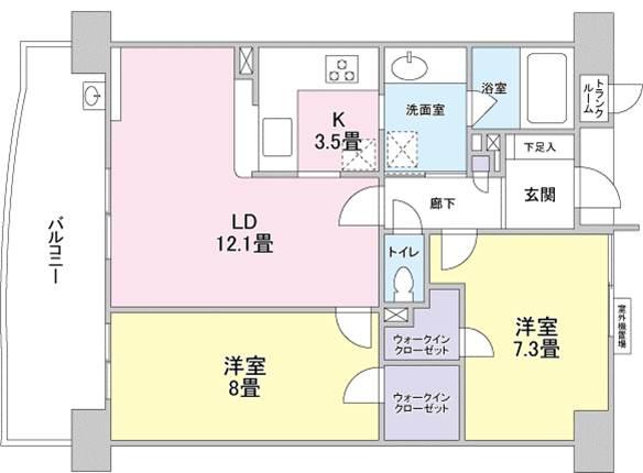 Floor plan. 2LDK, Price 34,800,000 yen, Occupied area 70.01 sq m , Balcony area is 14.01 sq m west-facing balcony. Because of the park before, Day will have been secured.