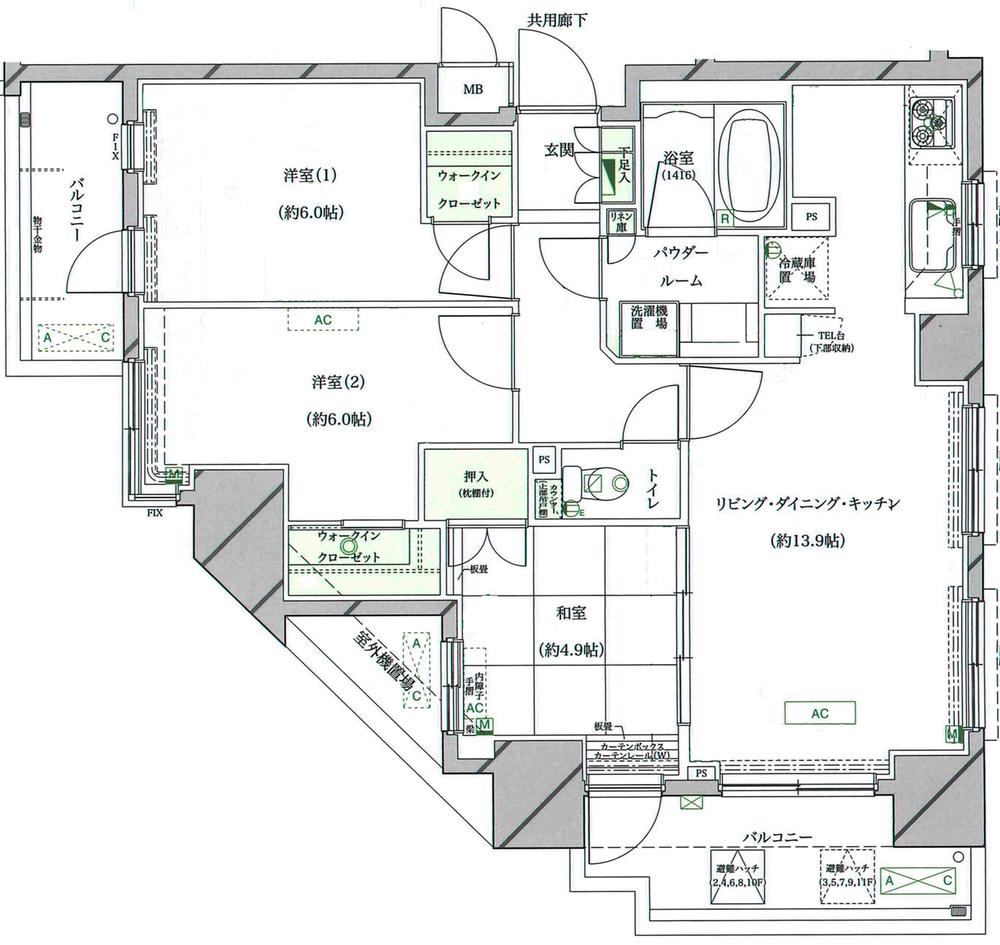 Floor plan. 3LDK, Price 36.5 million yen, Occupied area 68.26 sq m , Balcony area 11.42 sq m
