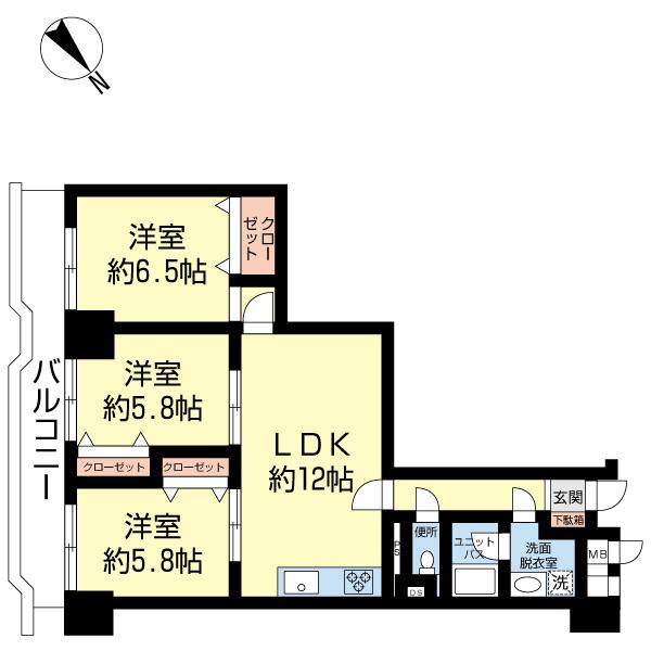 Floor plan. 3LDK, Price 25,900,000 yen, Occupied area 66.94 sq m , Balcony area 14.13 sq m