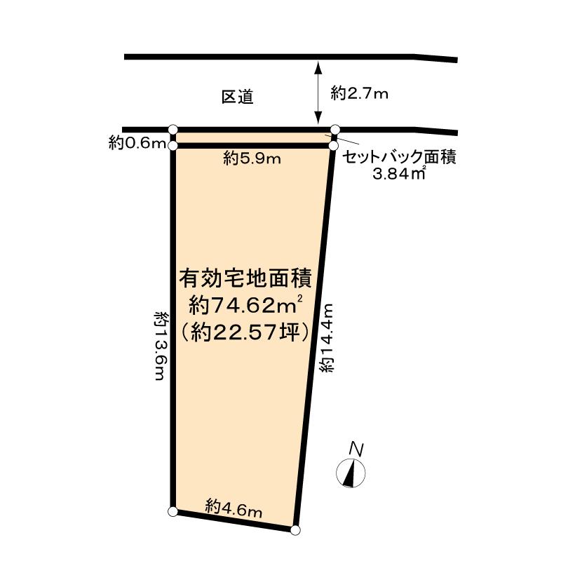 Compartment figure. Land price 21,800,000 yen, Land area 74.62 sq m