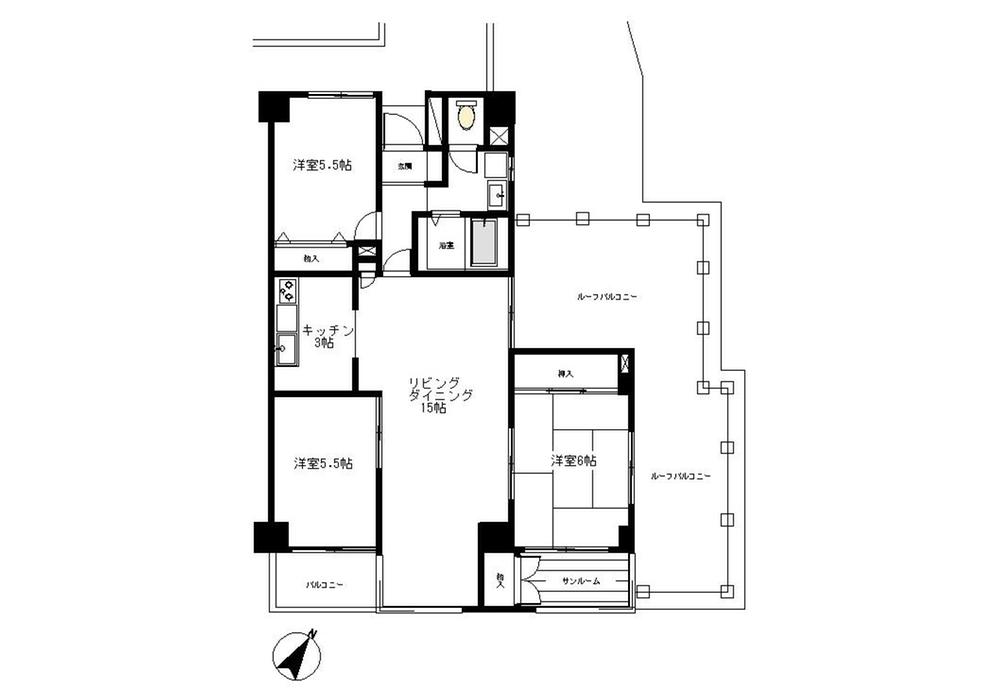 Floor plan. 3LDK, Price 26,800,000 yen, Occupied area 79.61 sq m , Balcony area 28.9 sq m