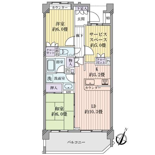 Floor plan. 2LDK + S (storeroom), Price 36,800,000 yen, Occupied area 67.68 sq m , Balcony area 12.09 sq m footprint: 67.68 sq m (about 20.47 square meters) balcony area: 12.09 sq m (about 3.65 square meters)