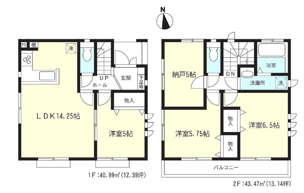Floor plan. 43,800,000 yen, 4LDK, Land area 86.74 sq m , Building area 84.46 sq m 4LDK 84.46 sq m