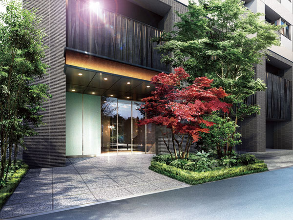 Shared facilities.  [Give the Nomura Real Estate, South-facing private residence all 28 units] <Proud Kasai> is, All houses facing south with sunny. Family is aligned living ・ To produce a comfortable, bright space in dining. 3LDK ・ All angle dwelling unit is 4LDK. (Entrance Rendering)