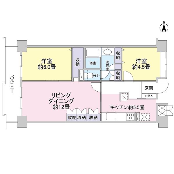 Floor plan. 2LDK, Price 25,800,000 yen, Occupied area 67.62 sq m , Balcony area 10.02 sq m 2LD ・ K type
