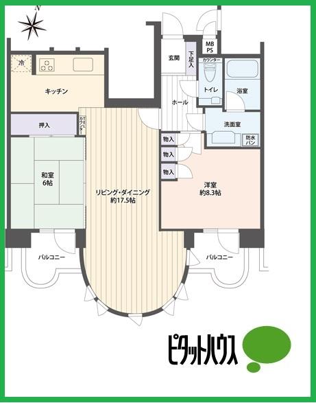 Floor plan. 2LDK, Price 23.8 million yen, Footprint 68.2 sq m , Balcony area 7.01 sq m