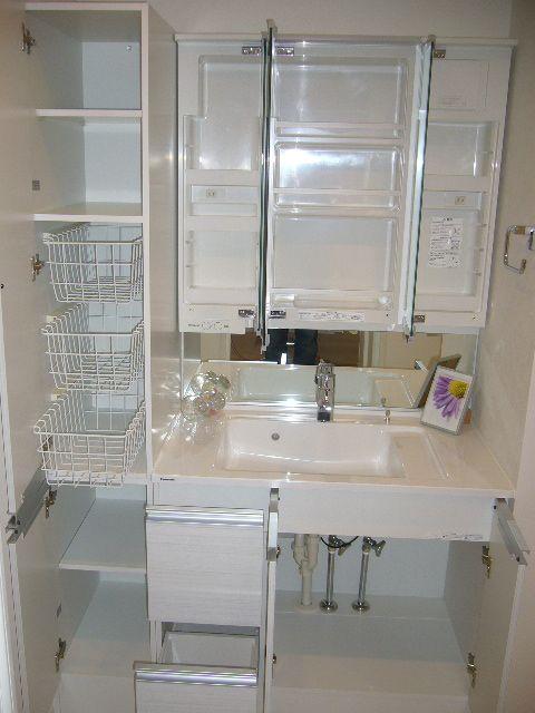 Wash basin, toilet. Bathroom vanity