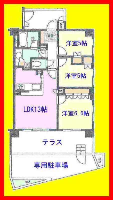 Floor plan. 3LDK, Price 27,800,000 yen, Footprint 65.7 sq m exclusive right to use parking
