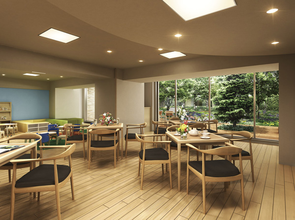 Shared facilities.  [Party Room] Was taking advantage of the economies of scale of the total number of units 459 House, Fulfilling shared facilities are also available in the apartment. "Library Room", "Kids Room", Achieve a space where you can enjoy a variety of generation, such as "Party Room". (Rendering ※ Which was raised to draw based on the drawings of the design stage, In fact and it may be slightly different. Also, Planting a particular season ・ Those drawn on the assumption the state at the time of your move does not have a. )