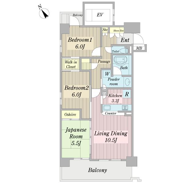 Floor plan. 3LDK, Price 39,800,000 yen, Occupied area 73.28 sq m , Balcony area 13.21 sq m