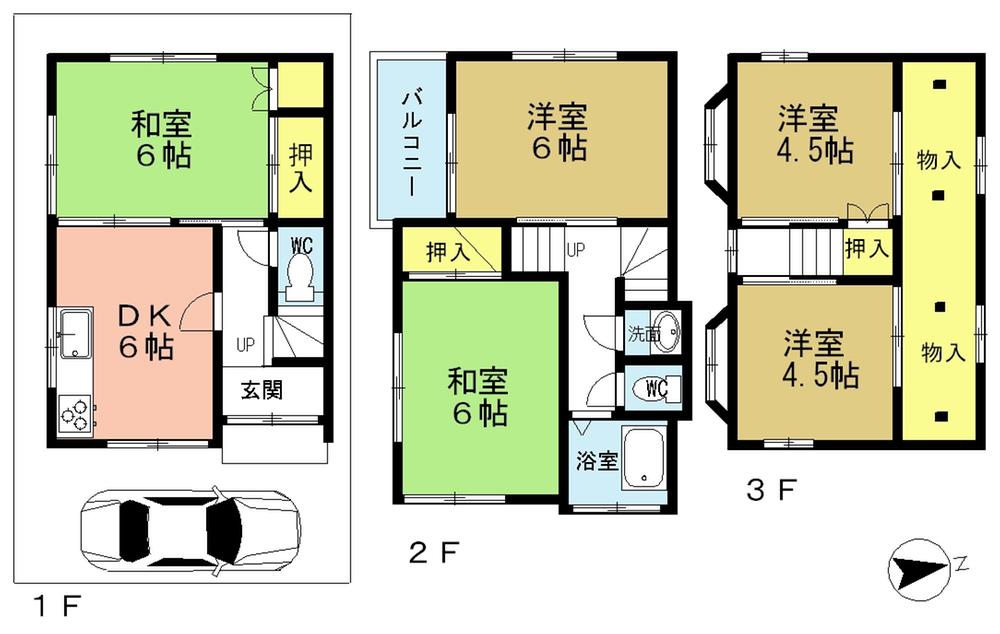 Floor plan. 18.5 million yen, 5DK, Land area 52.49 sq m , Building area 76.17 sq m 5DK + parking