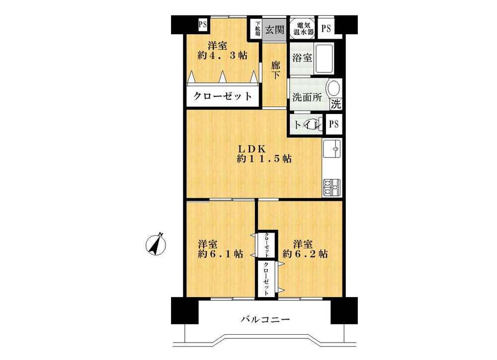 Floor plan. 3LDK, Price 27,900,000 yen, Footprint 66 sq m , Balcony area 7.89 sq m      ■ Because the floor plan ● water around replaced. You can use it comfortably room. Popular for women!