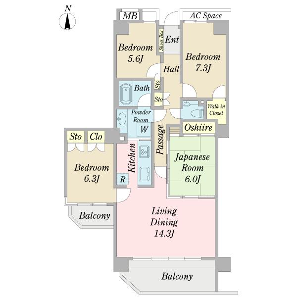 Floor plan. 4LDK, Price 39,500,000 yen, Occupied area 94.29 sq m , Balcony area 13.12 sq m