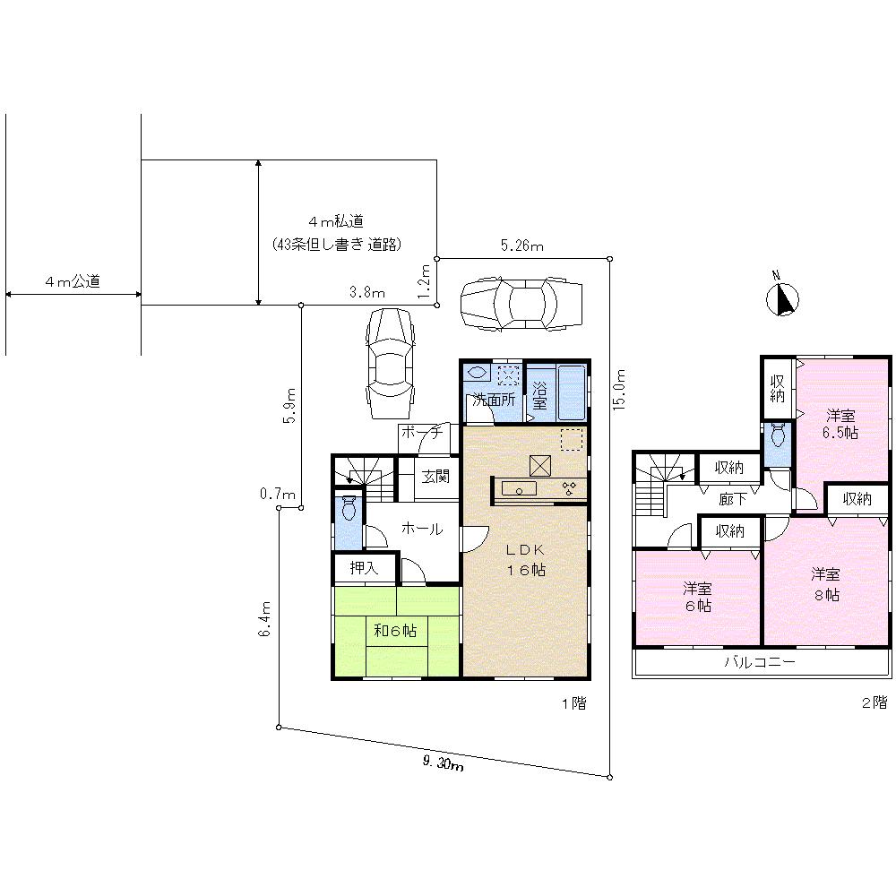 Floor plan. 41,800,000 yen, 4LDK, Land area 129.23 sq m , Building area 105.99 sq m 4LDK 105.99 square meters