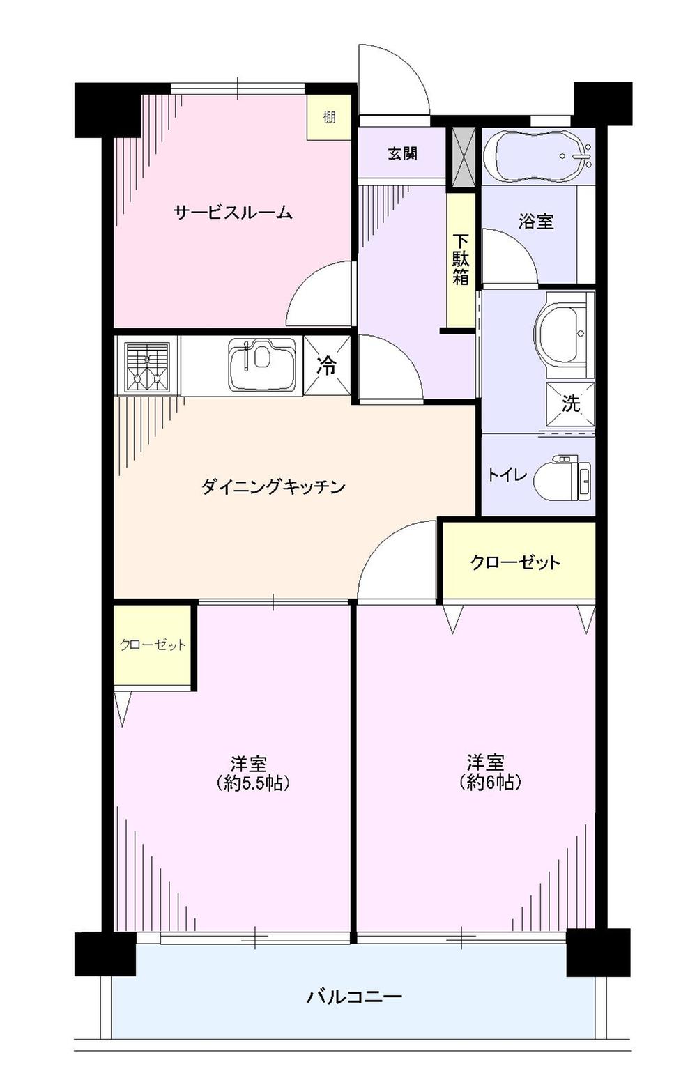 Floor plan. 2DK + S (storeroom), Price 15.8 million yen, Occupied area 50.12 sq m , Balcony area 7.58 sq m