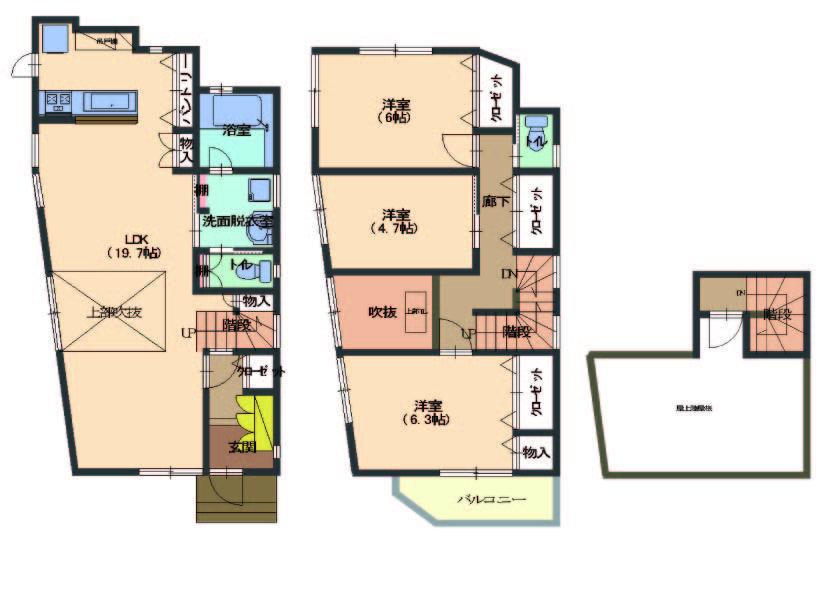 Floor plan. (A Building), Price 28.8 million yen, 3LDK, Land area 93.07 sq m , Building area 95.23 sq m