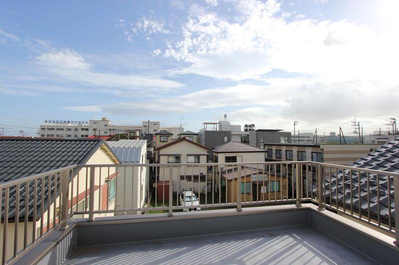 Balcony. View from the roof balcony