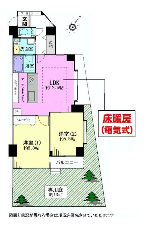Floor plan. 2LDK, Price 25,800,000 yen, Occupied area 65.21 sq m , Balcony area 4.05 sq m floor plan