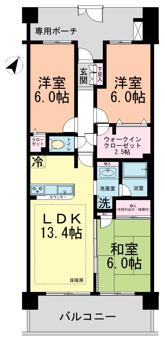 Floor plan. 3LDK, Price 24,800,000 yen, Occupied area 70.56 sq m , Balcony area 11.3 sq m