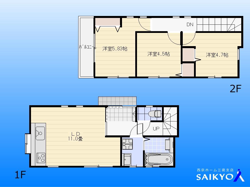 Floor plan. 29,800,000 yen, 3LDK, Land area 77.97 sq m , Building area 62.36 sq m floor plan
