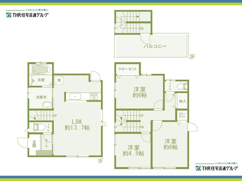 Floor plan. 35,900,000 yen, 3LDK, Land area 80.68 sq m , Building area 80.73 sq m floor plan