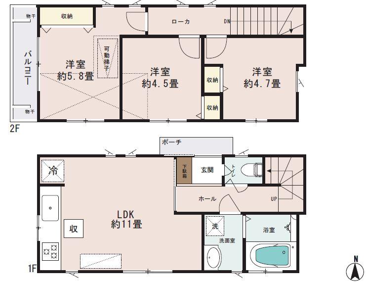 Floor plan. 29,800,000 yen, 3LDK, Land area 77.97 sq m , Building area 62.36 sq m
