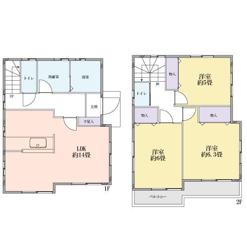 Building plan example (floor plan). Building plan example building price 12.8 million yen, Building area 78.16 sq m