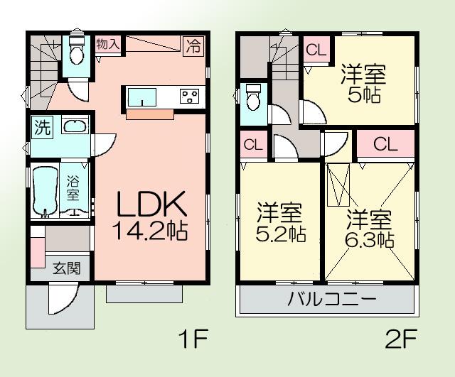 Floor plan. (A Building), Price 34,800,000 yen, 3LDK, Land area 91.04 sq m , Building area 72.82 sq m