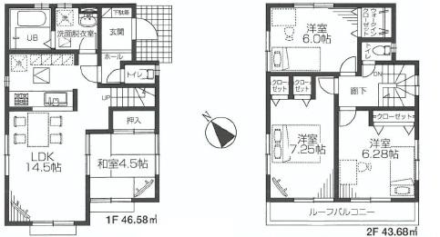 Floor plan. 42,800,000 yen, 4LDK, Land area 117.42 sq m , Building area 90.26 sq m