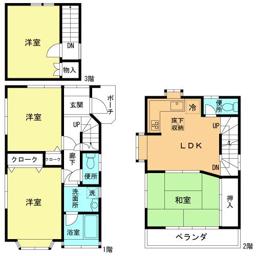 Floor plan. 29,800,000 yen, 4LDK, Land area 75.38 sq m , Building area 73.67 sq m Keio Line "Fuchu" station walk 9 minutes 4LDK City gas