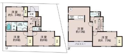 Floor plan. 33,800,000 yen, 4LDK, Land area 92.58 sq m , Building area 93.15 sq m