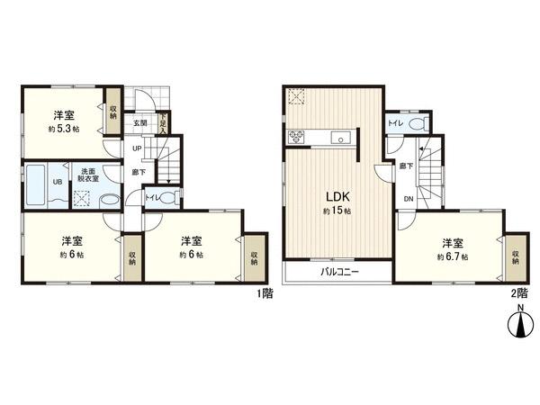 Floor plan. 33,800,000 yen, 4LDK, Land area 92.58 sq m , Building area 93.15 sq m