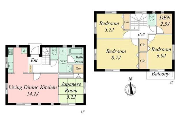 Floor plan. (4 Building), Price 43,800,000 yen, 4LDK, Land area 136.01 sq m , Building area 92.74 sq m
