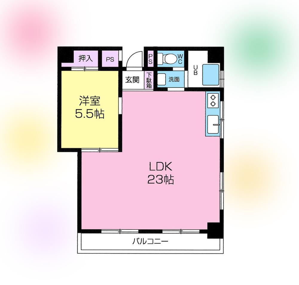 Floor plan. 1LDK, Price 18 million yen, Spacious is on its own area 48.73 sq m LDK23 quires more.