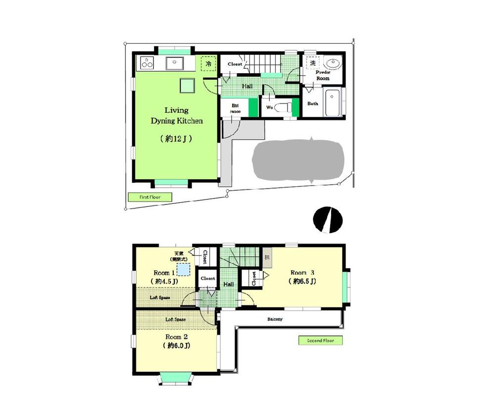 Floor plan. 32,820,000 yen, 3LDK, Land area 65.34 sq m , Building area 69.56 sq m